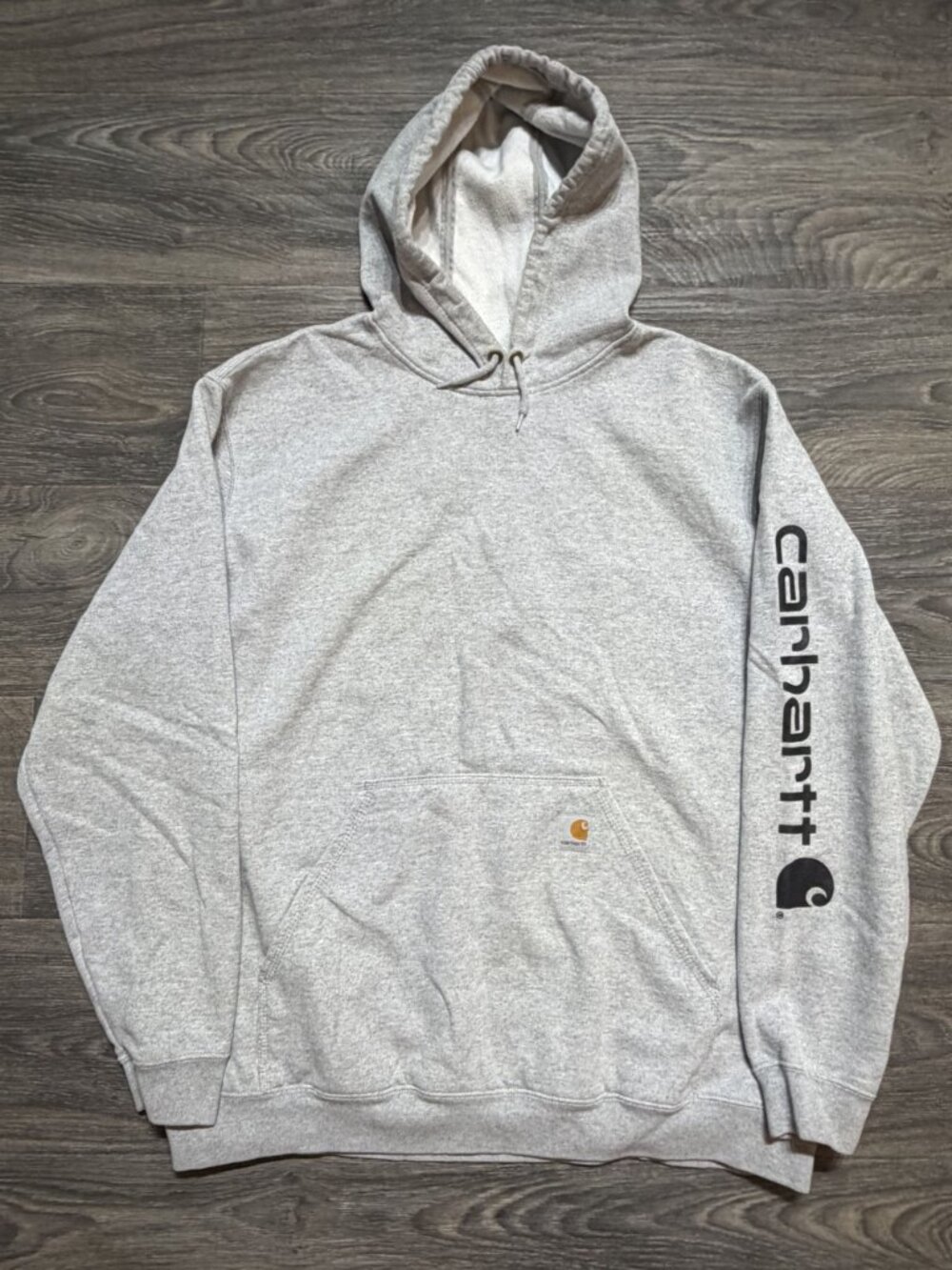 Carhartt Iconic K288 Logo Sweatshirt Hoodie XL Loose Fit Heather Gray Workwear